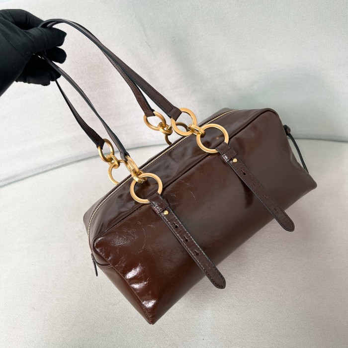 Dangle Medium Leather Top-Handle Bag“30*14*13.5CM”-0801=