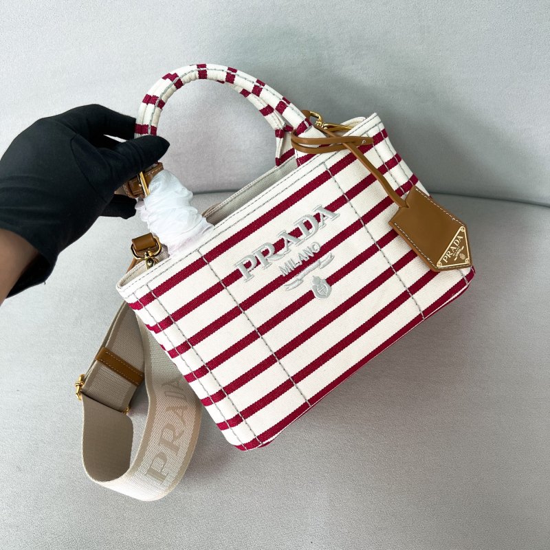 Jardinière striped cotton canvas mini-bag“22*15*13CM”-088=