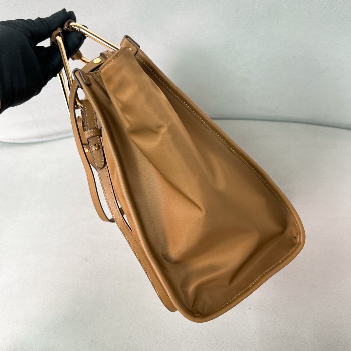 Medium Re-Nylon And Leather Tote Bag“28.5*23*15CM”-089=