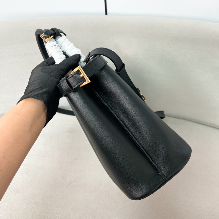 Buckle Small Leather Handbag With Double Belt“35*25*14CM”-0821=