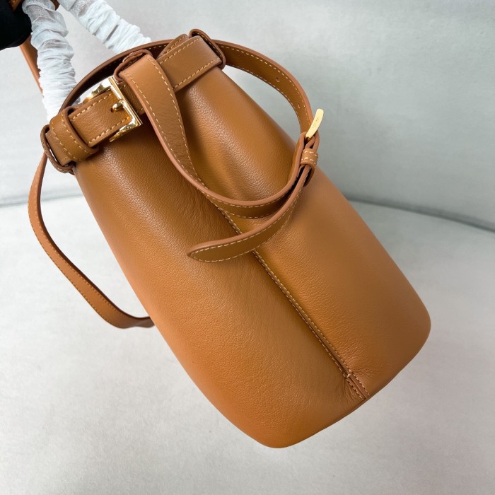Buckle Small Leather Handbag With Double Belt“35*25*14CM”-0821=