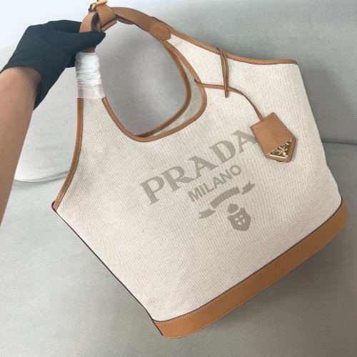 Linen Blend And Leather Buckle Bag“37.5*30*13CM”-009=