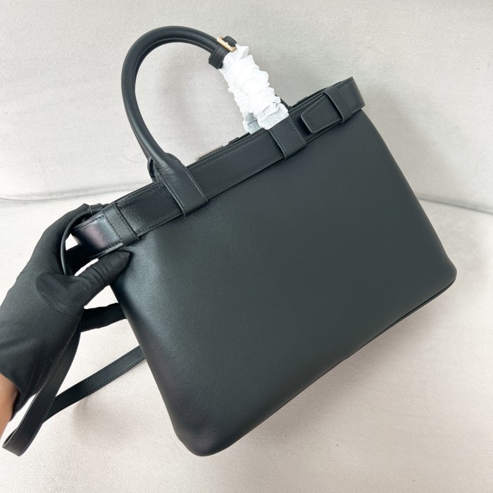 Buckle Small Leather Handbag With Double Belt“35*25*14CM”-0831=