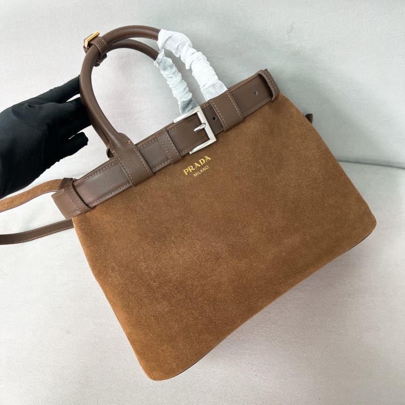Buckle medium suede bag with belt“35*25*13CM”-0831=