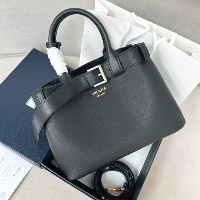 Buckle Leather Handbag With Belt“32*23*11CM”-0821=