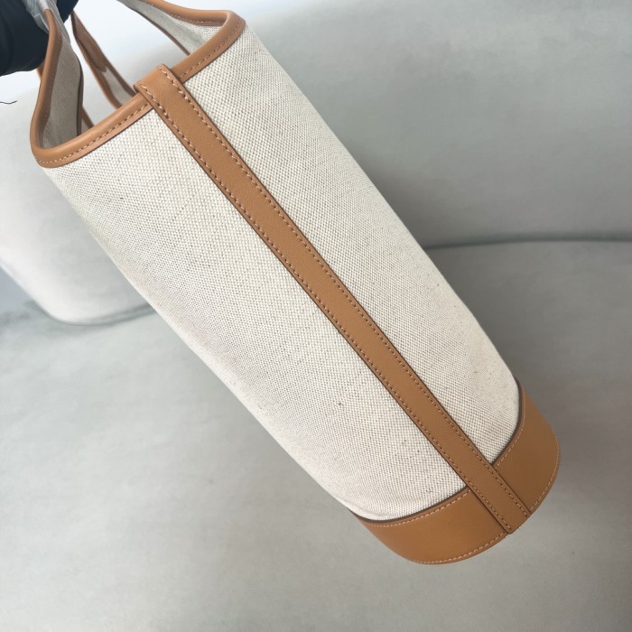Linen Blend And Leather Buckle Bag“37.5*30*13CM”-009=