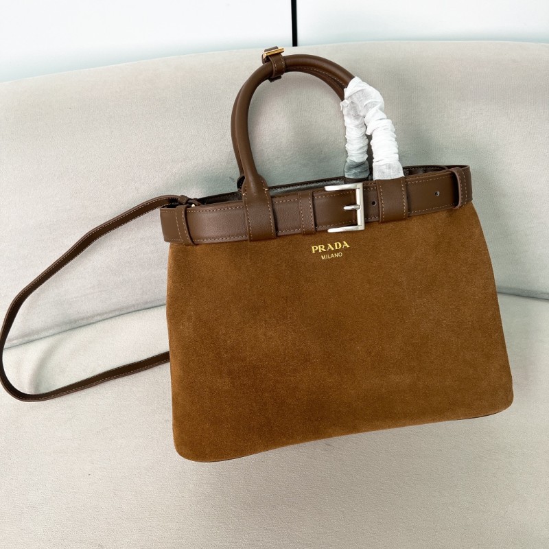 Buckle medium suede bag with belt“35*25*13CM”-0831=