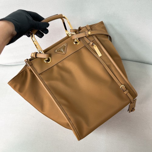 Medium Re-Nylon And Leather Tote Bag“28.5*23*15CM”-089=