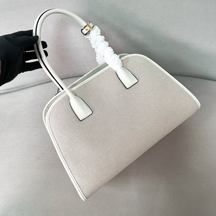 Linen Blend And Leather Tote Bag“35*22.5*13CM”-089=