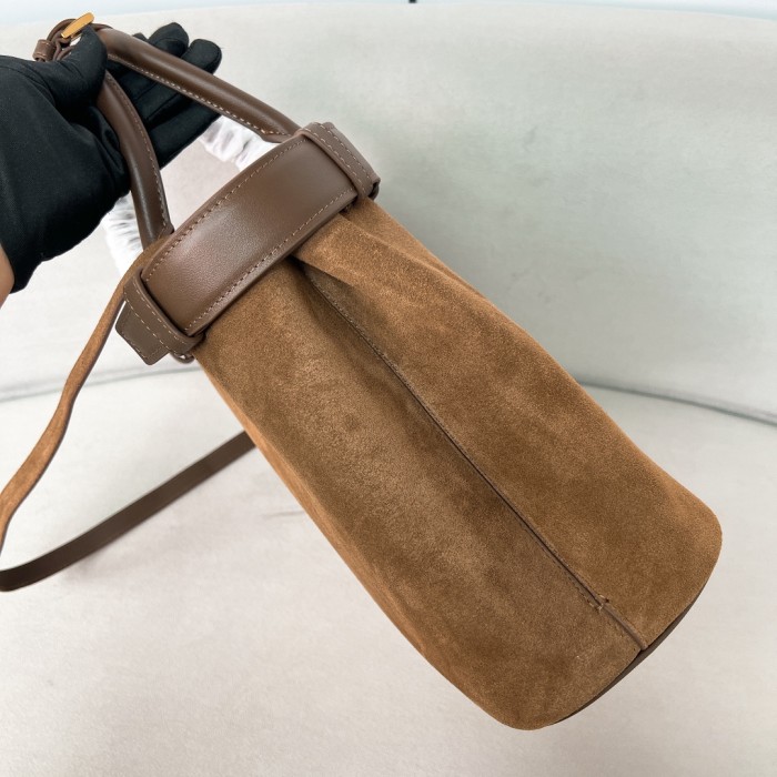 Buckle medium suede bag with belt“35*25*13CM”-0831=