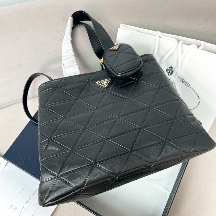 Leather Symbole Bag With Topstitching“38*25*17.5CM”-0831=
