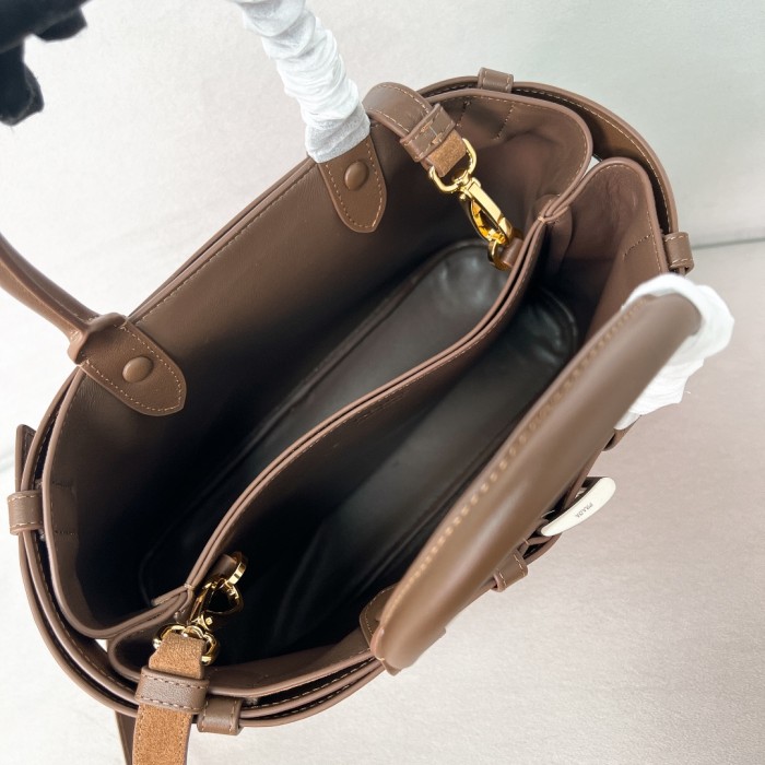 Buckle medium suede bag with belt“35*25*13CM”-0831=