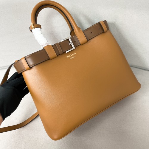 Buckle Small Leather Handbag With Double Belt“35*25*14CM”-0831=