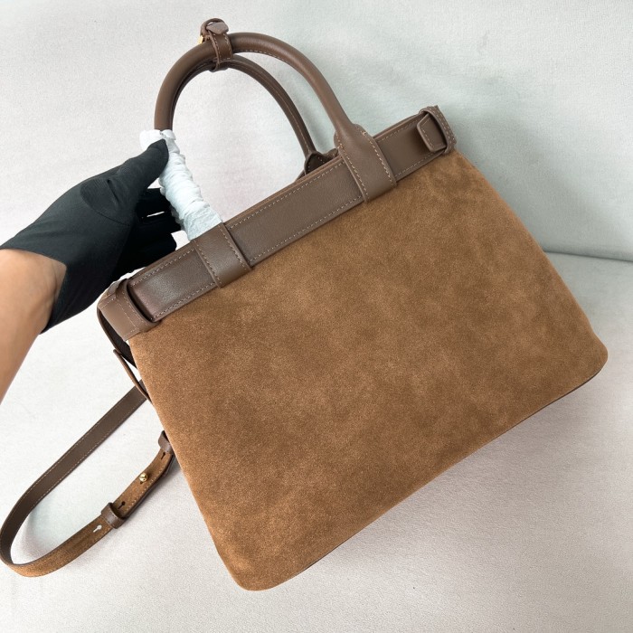 Buckle medium suede bag with belt“35*25*13CM”-0831=