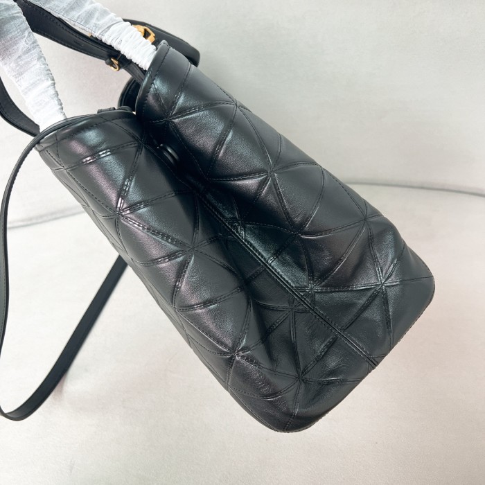 Leather Symbole Bag With Topstitching“38*25*17.5CM”-0831=