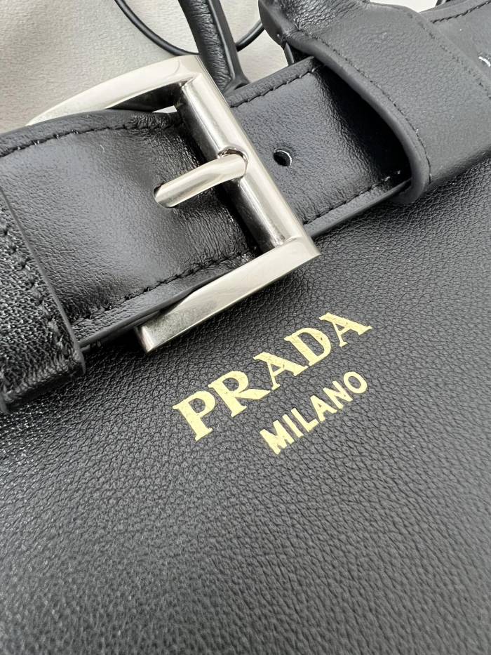 Buckle Small Leather Handbag With Double Belt“35*25*14CM”-0831=
