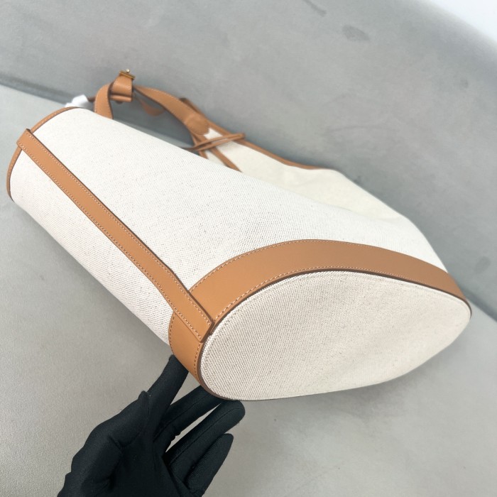 Linen Blend And Leather Buckle Bag“37.5*30*13CM”-009=