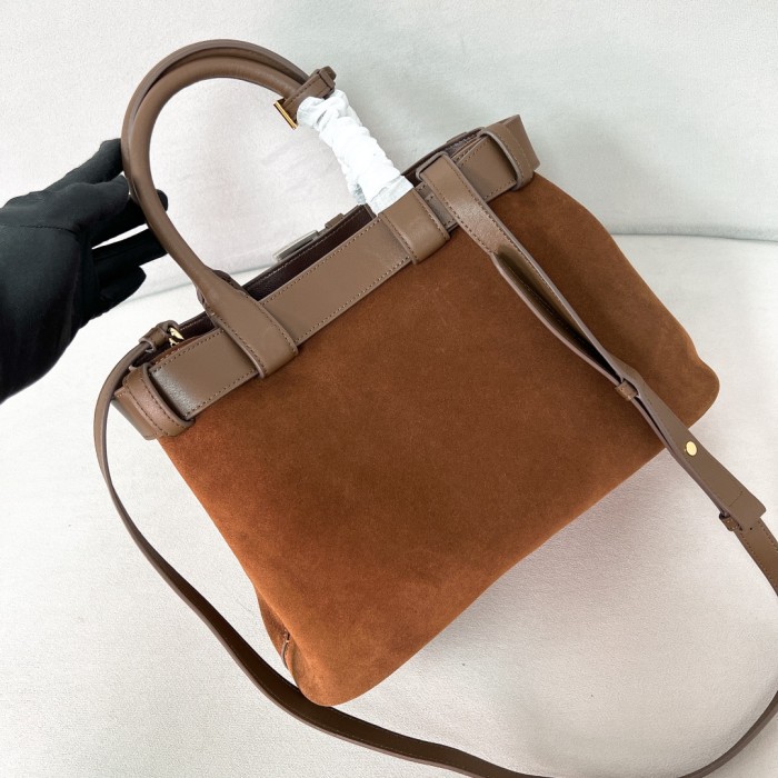 Buckle Suede Handbag With Belt“32*23*11CM”-0821=