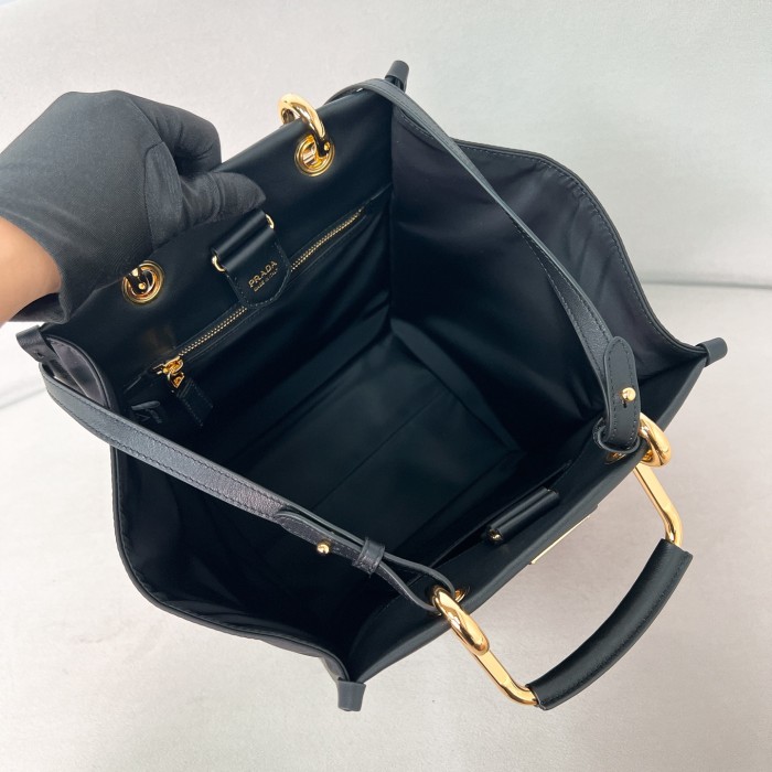 Medium Re-Nylon And Leather Tote Bag“28.5*23*15CM”-089=