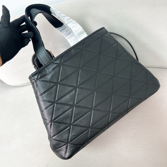 Leather Symbole Bag With Topstitching“38*25*17.5CM”-0831=