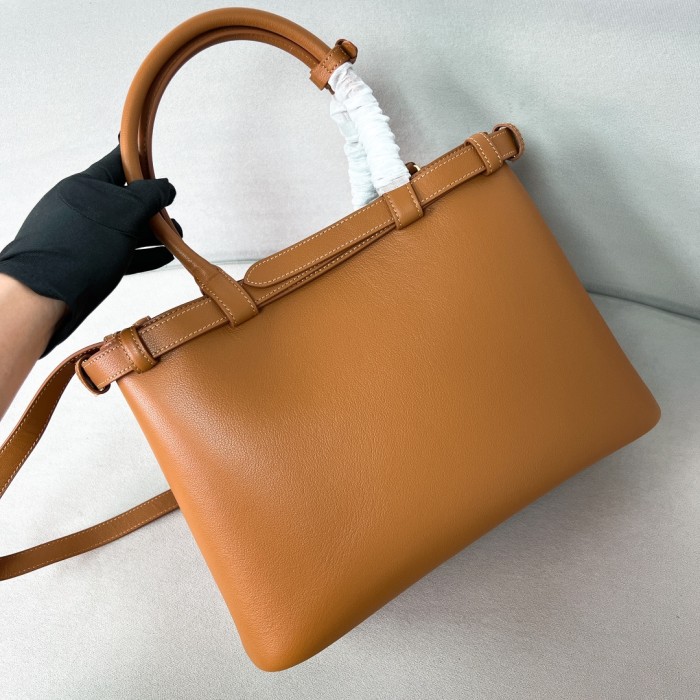 Buckle Small Leather Handbag With Double Belt“35*25*14CM”-0821=