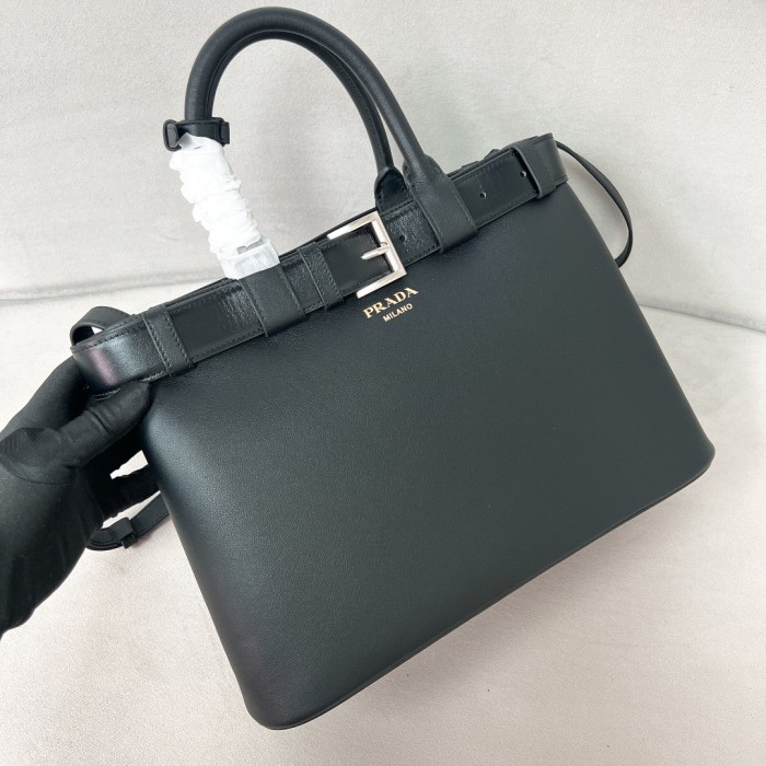 Buckle Small Leather Handbag With Double Belt“35*25*14CM”-0831=