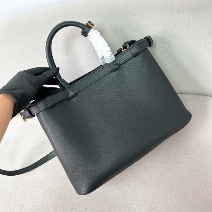 Buckle Small Leather Handbag With Double Belt“35*25*14CM”-0821=