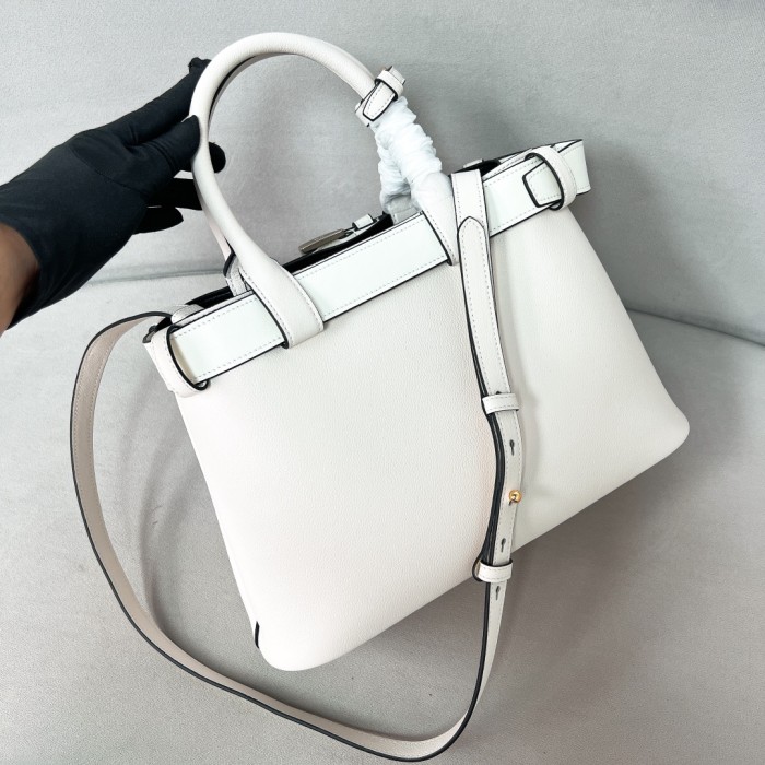 Buckle Leather Handbag With Belt“32*23*11CM”-0821=