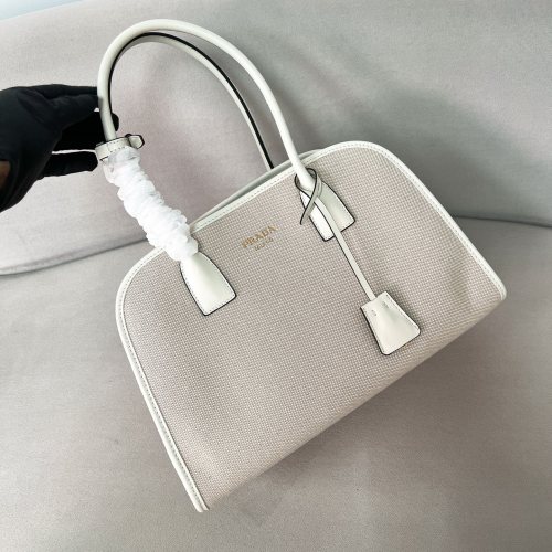 Linen Blend And Leather Tote Bag“35*22.5*13CM”-089=