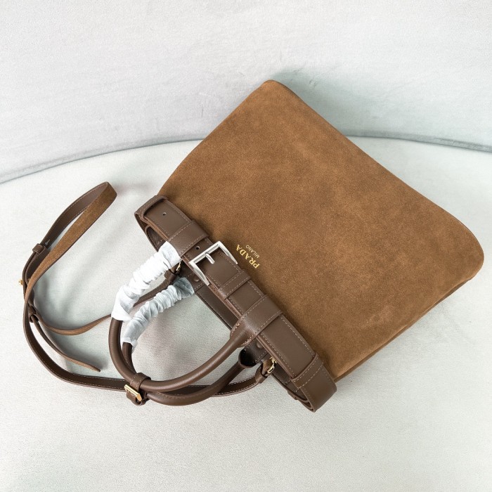 Buckle medium suede bag with belt“35*25*13CM”-0831=