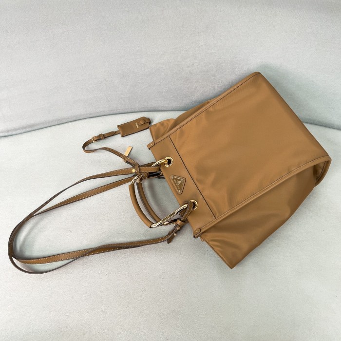 Medium Re-Nylon And Leather Tote Bag“28.5*23*15CM”-089=