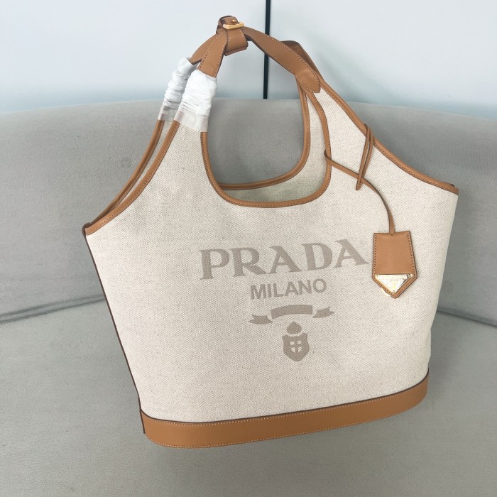 Linen Blend And Leather Buckle Bag“37.5*30*13CM”-009=