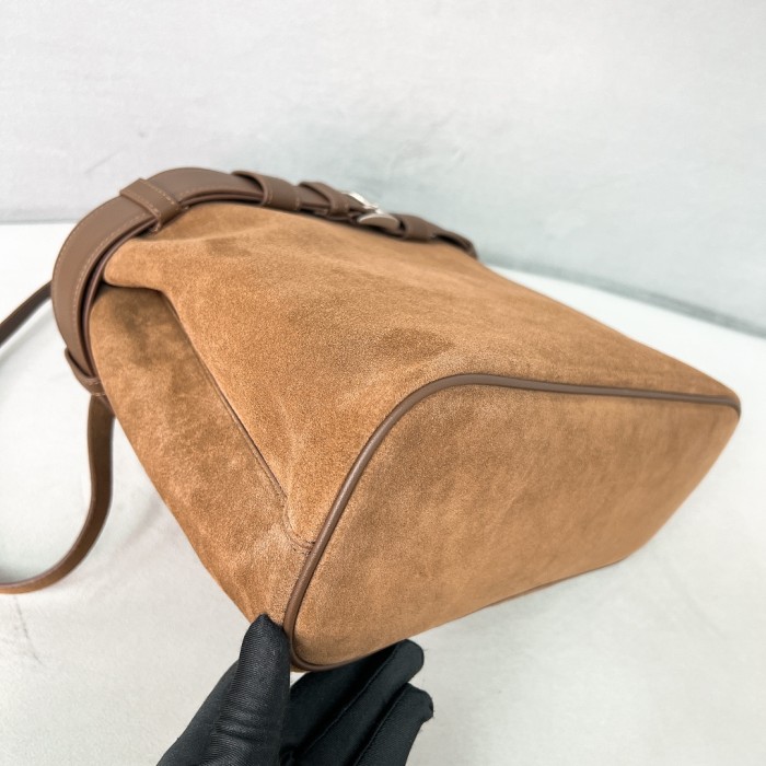 Buckle medium suede bag with belt“35*25*13CM”-0831=