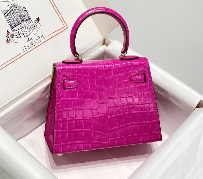 Kelly Bag in Porosus Crocodile“19*12*6CM”-0481=