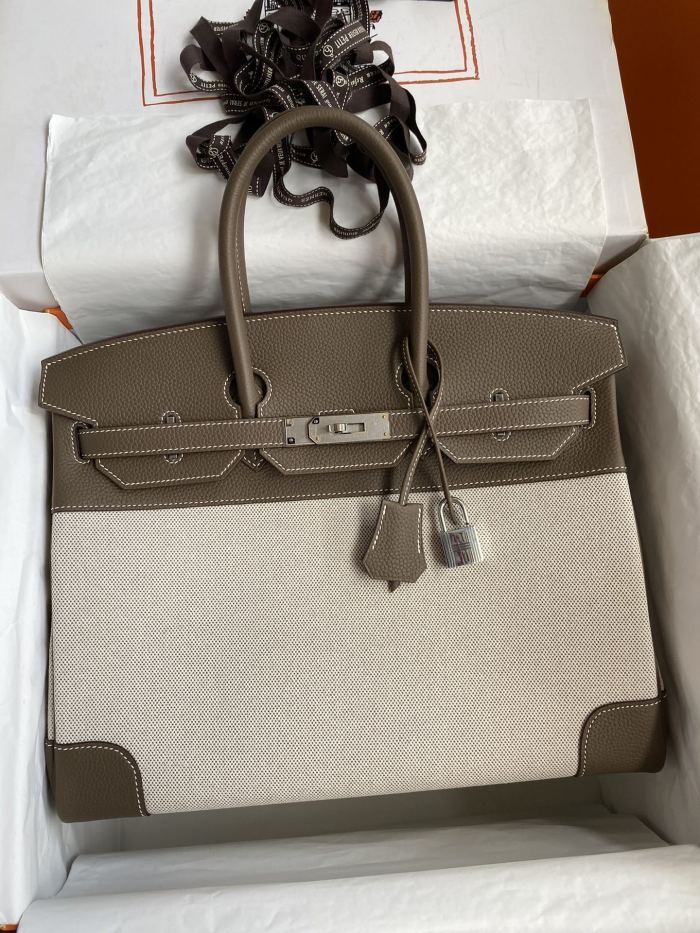 Birkin Bag in Togo-Canvas“35*25*18CM”-0061=