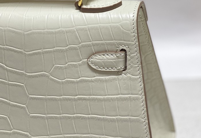 Kelly Bag in Porosus Crocodile“19*12*6CM”-0481=
