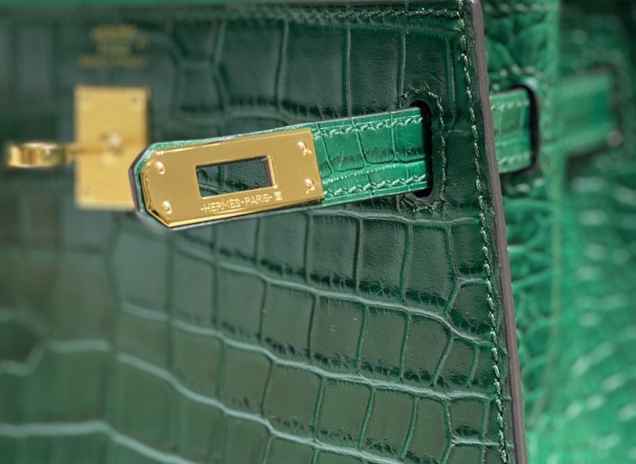 Kelly Bag in Porosus Crocodile“19*12*6CM”-0481=
