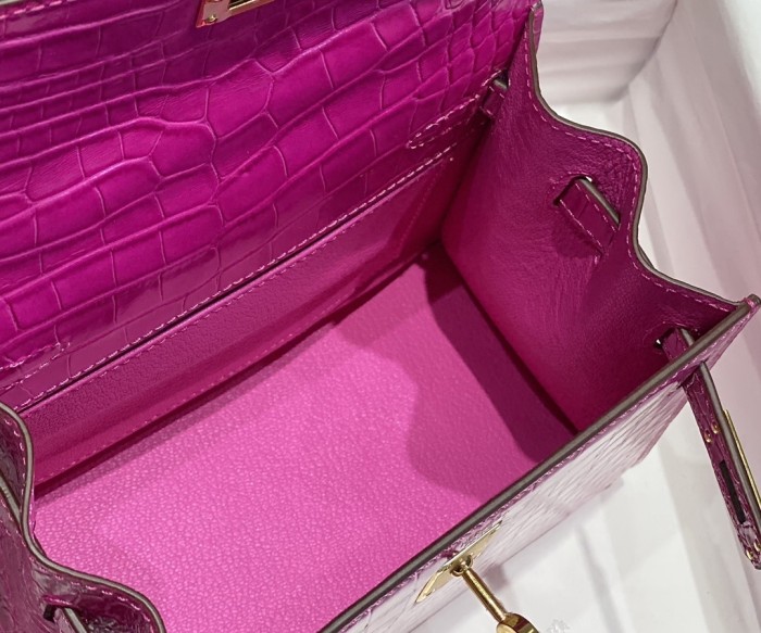 Kelly Bag in Porosus Crocodile“19*12*6CM”-0481=