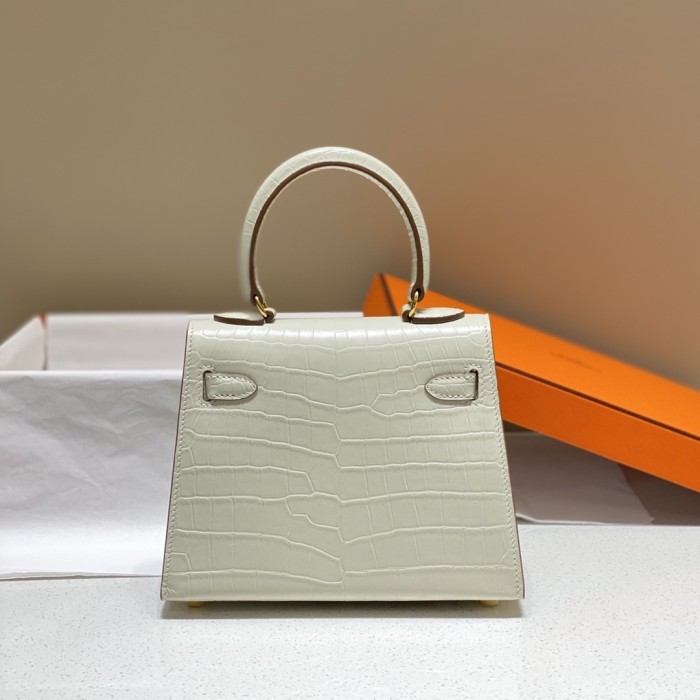 Kelly Bag in Porosus Crocodile“19*12*6CM”-0481=