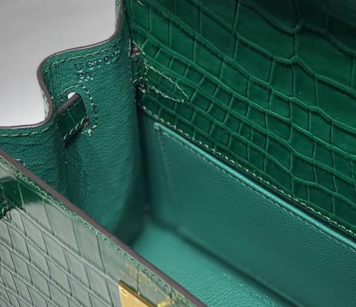 Kelly Bag in Porosus Crocodile“19*12*6CM”-0481=