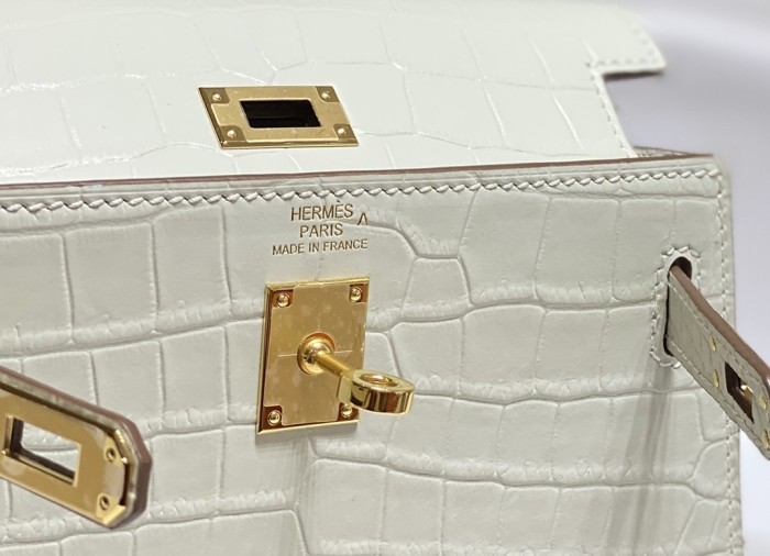 Kelly Bag in Porosus Crocodile“19*12*6CM”-0481=