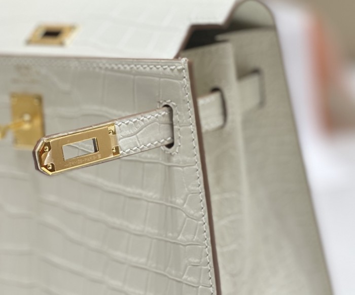 Kelly Bag in Porosus Crocodile“19*12*6CM”-0481=