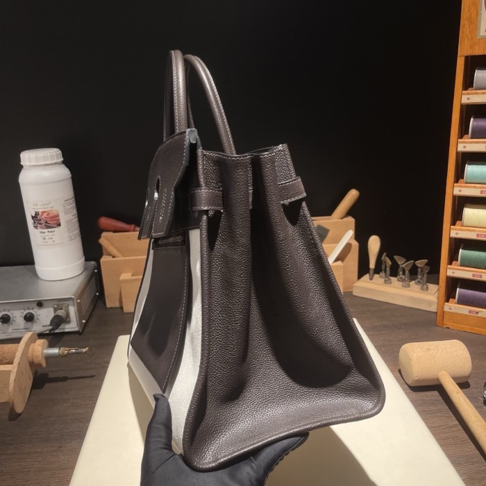 Birkin à l'envers 35 Barenia Faubourg-Canvas“35*25*18CM”-0063=
