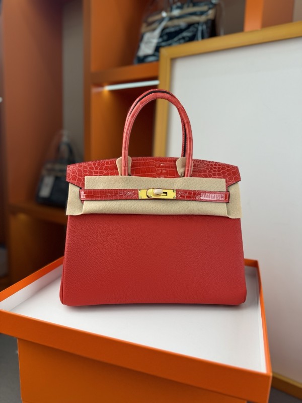 Birkin 30 Touch Togo-Crocodile“30*22*16CM”-0063=