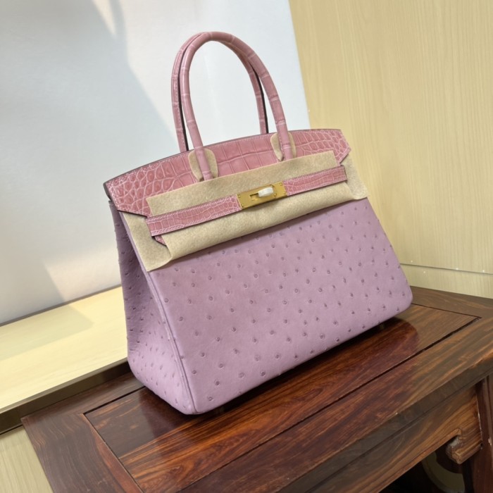 Birkin 30 Touch Ostrich-Crocodile“30*22*16CM”-0093=