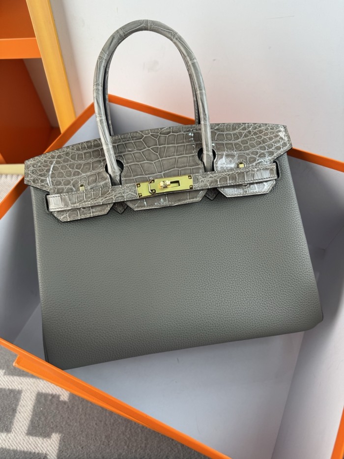 Birkin 30 Touch Togo-Crocodile“30*22*16CM”-0063=