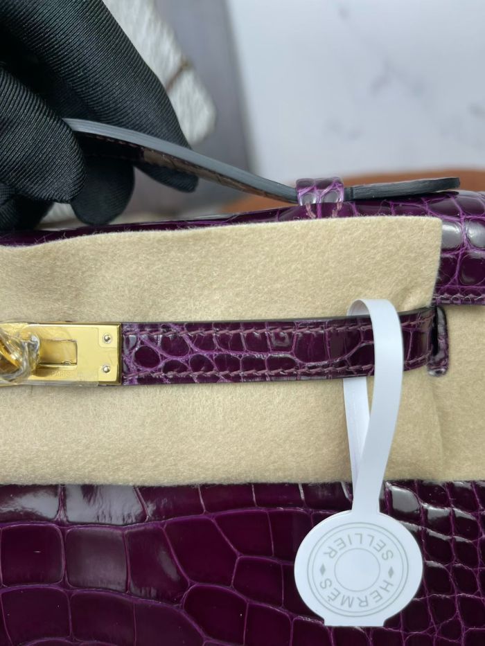 Kelly Pochette 22 Shiny Alligator“22*13*7CM”-0097=