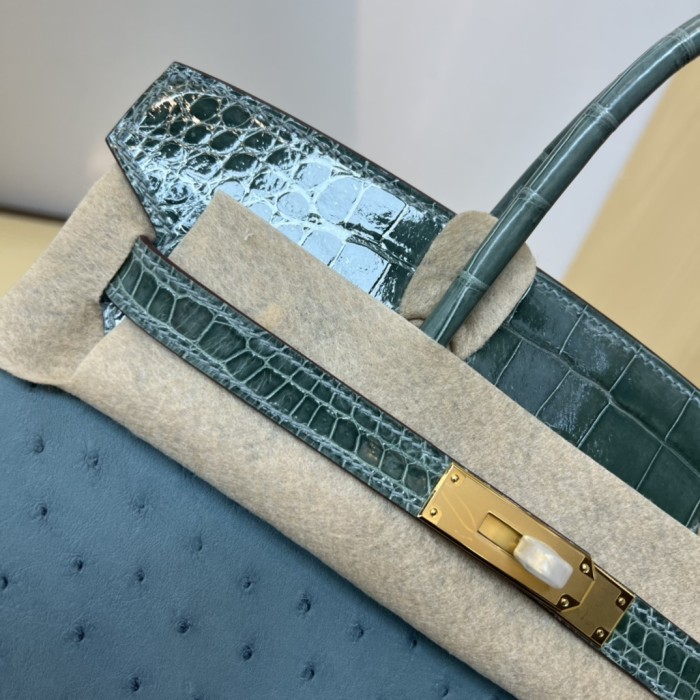 Birkin 30 Touch Ostrich-Crocodile“30*22*16CM”-0093=