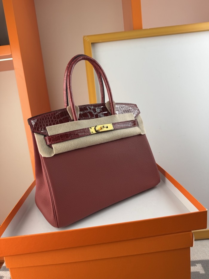 Birkin 30 Touch Togo-Crocodile“30*22*16CM”-0063=
