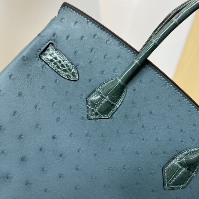 Birkin 30 Touch Ostrich-Crocodile“30*22*16CM”-0093=
